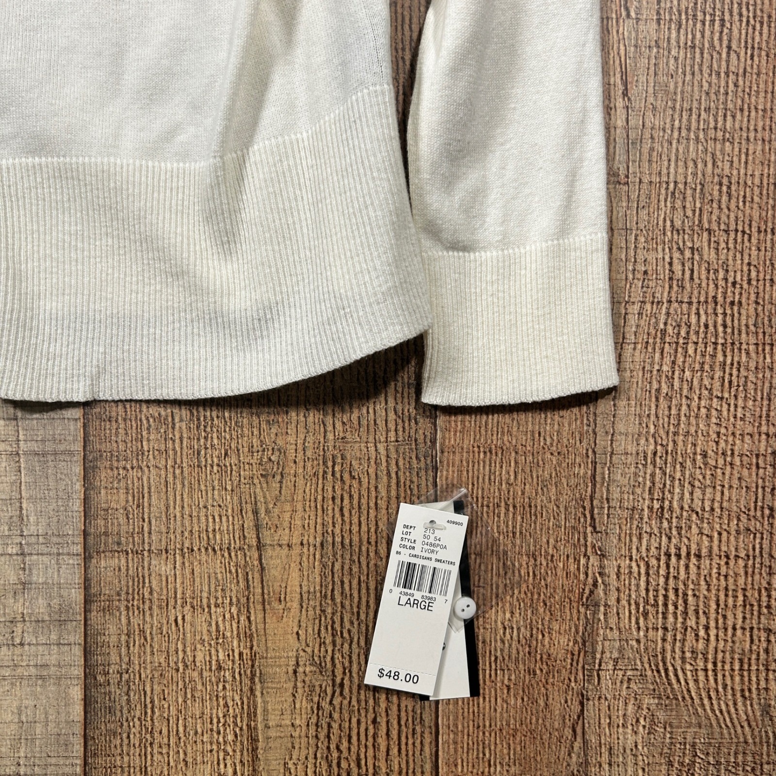 Ab Studio Ruffle Cardigan Sweater Ivory Layering Nwt Large Romantic Coquette — image 3 of 6